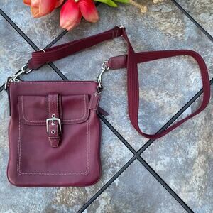 COACH Vintage Red Leather Swing Pack Crossbody Bag